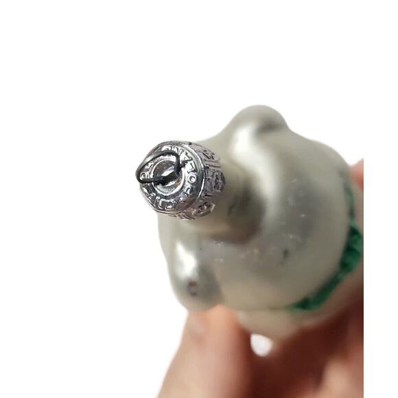 VTG BLOWN GLASS POLAR BEAR CHRISTMAS TREE ORNAMENT HEART ANIMAL HAND PAINTED - Picture 2 of 5